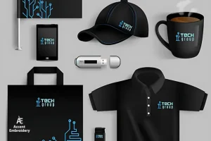 a full suite of branded merchandise laser engraved