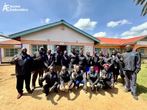 A team of employees wearing screen printed uniform A team of employees wearing screen printed uniform