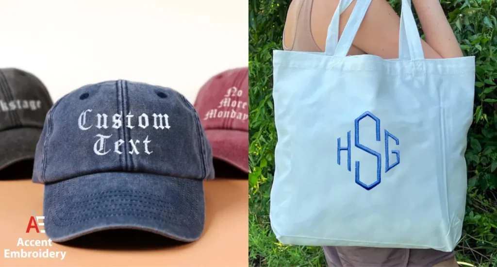 A collection of custom embroidered baseball hats featuring diverse designs, perfect for personal or corporate branding needs.